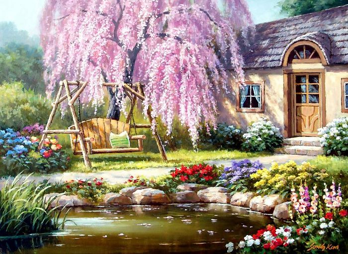 Anatolian 1000 pieces puzzle: Cottage in the Cherry Orchard ANA.1089