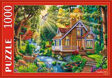 Puzzle Red Cat 1000 details: Forest house