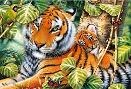 Trefl puzzle 1500 pieces: Two tigers