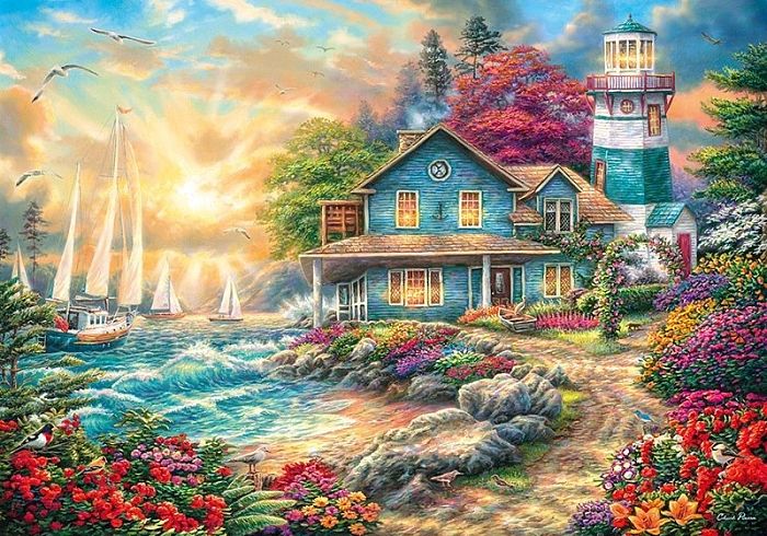 Cherry Pazzi puzzle 2000 details: House by the sea CP50002