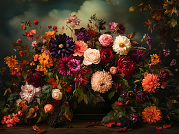 Wooden puzzle with 500 pieces. Flowers and still lifes. Bouquet in the depths of the shadows