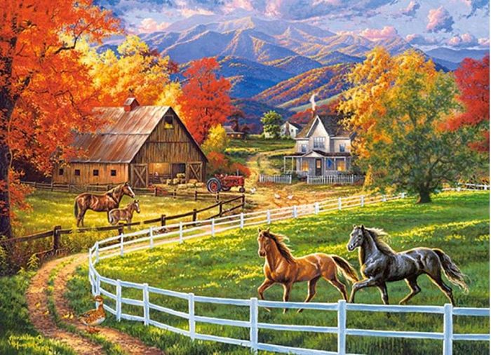 Puzzle Castorland 200 items: Farm horse valley В-222124