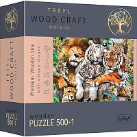 Wooden Trefl Puzzle 500 +1 Pieces: Wild Cats in the Jungle