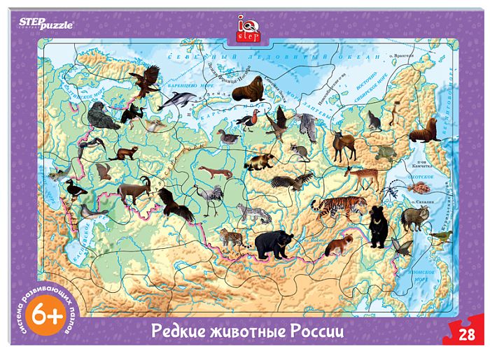 Jigsaw puzzle educational puzzle Step 28 parts: Rare animals of Russia 80462