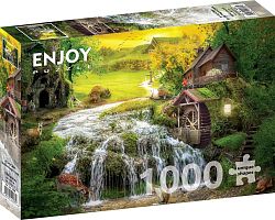 Enjoy 1000 pieces puzzle: A log cabin by a magic stream