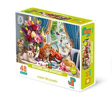 3D Jazzle Puzzle 48 pieces: Kittens and a bouquet