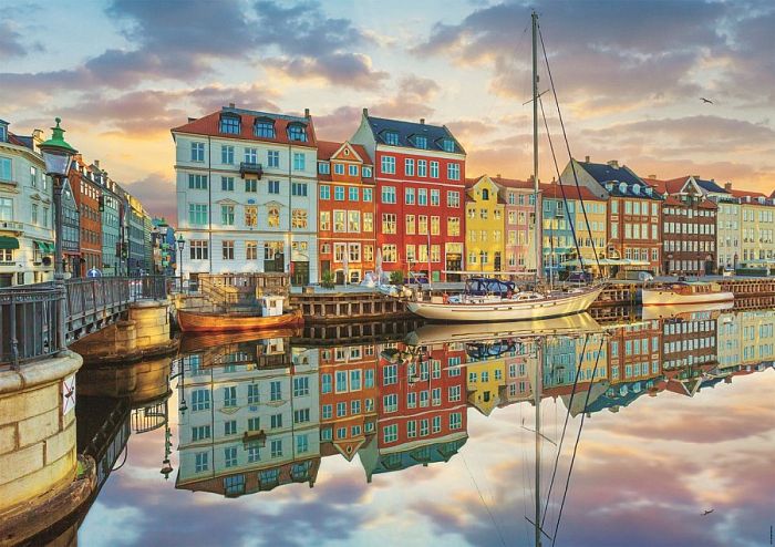 Puzzle Educa 2000 details: Sunset in the Harbor. Copenhagen 19278