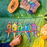 Wooden UNIDRAGON Puzzle 291 pieces: Playful Parrots