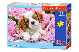 Puzzle Castorland 180 details: Puppy in flowers