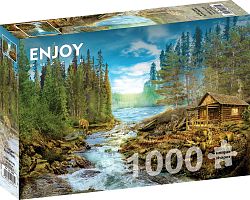 Enjoy 1000 pieces puzzle: Log cabin at the doorsteps