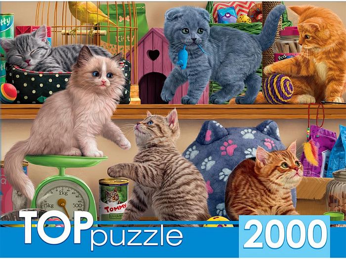 TOP Puzzle 2000 details: Funny kittens in a pet store ХТП2000-1596