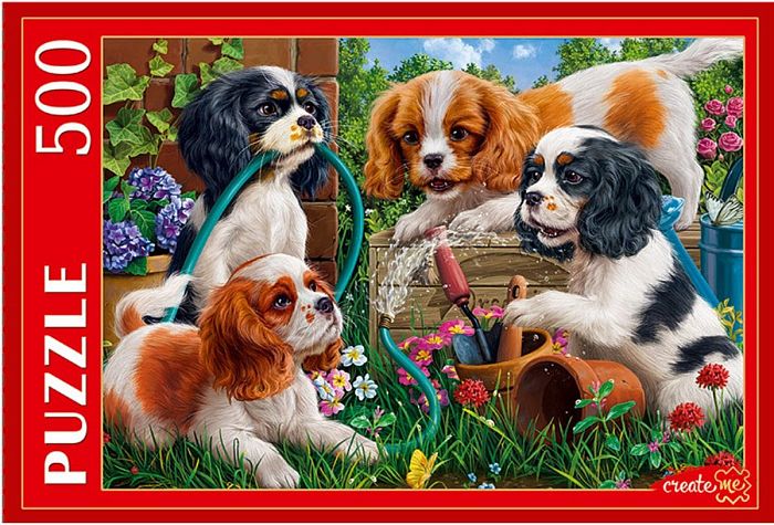 Puzzle Red Cat 500 pieces: Spaniel Puppies Ф500-5148