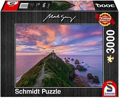 Schmidt puzzle 3000 pieces: mark gray. The lighthouse on the island. New Zealand