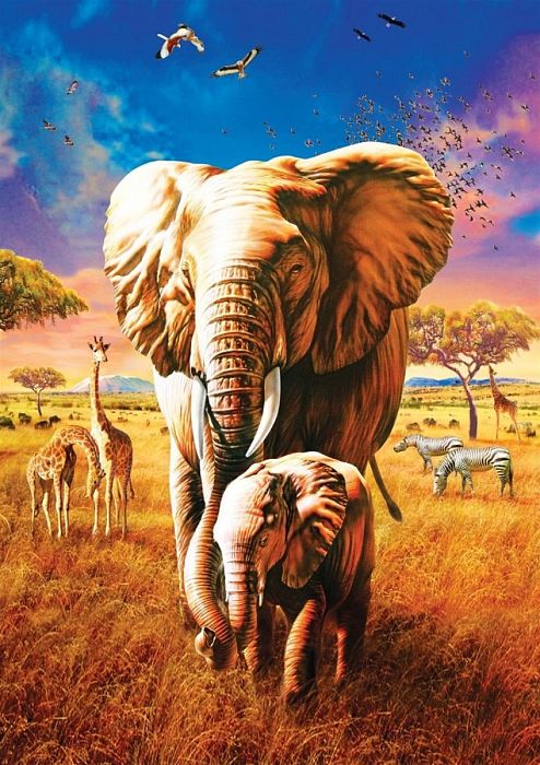 Art Puzzle 1000 pieces: Elephant with Baby elephant 5204
