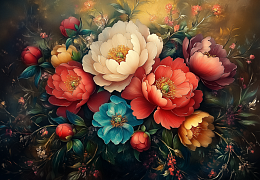 Wooden puzzle with 1000 pieces. Flowers and still lifes. The luxury of peonies