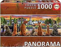 The Educa puzzle panorama 1000 pieces: Dogs on the waterfront