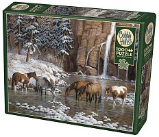 Cobble Hill puzzle 1000 pieces: Horses at the waterfall
