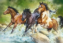 Trefl puzzle 1500 pieces: Three wild horses