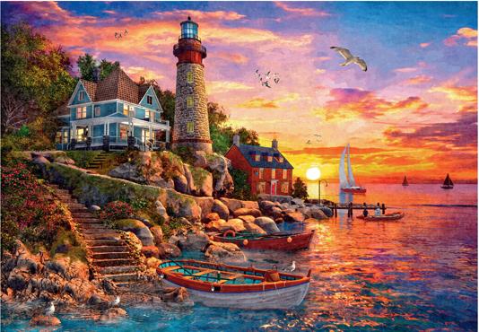 Step puzzle 4000 pieces: Lighthouse at Sunset 85415