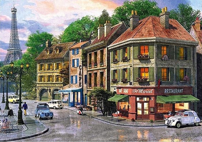 Puzzle Trefl 6000 details: a Street in Paris. Davison TR65001