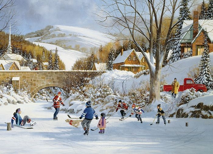 Cobble Hill puzzle 1000 pieces: Hockey on a frozen lake 51687/80059
