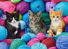 Castorland puzzle 300 details: Kittens in skeins of yarn