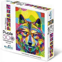 Origami picture puzzle 500 pieces: Art therapy. Pop art. Wolf