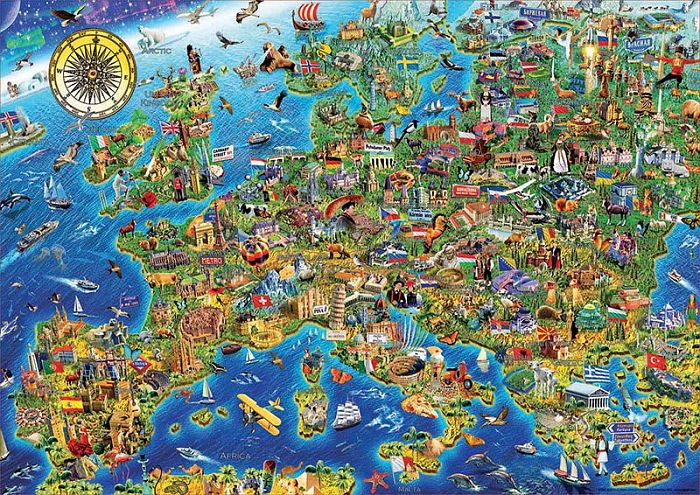 Puzzle Educa 500 items: Crazy map of Europe 17962