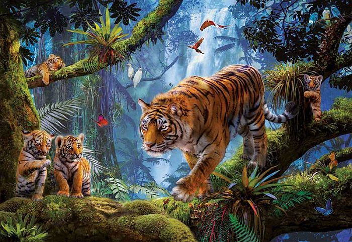 Puzzle Educa 1000 pieces Tigers on the tree 17662