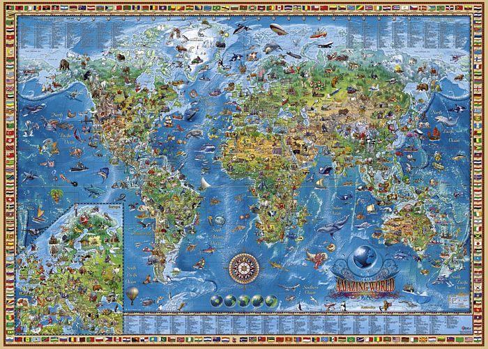 Puzzle Heye 2000 details: Geographical map of the Earth 29846