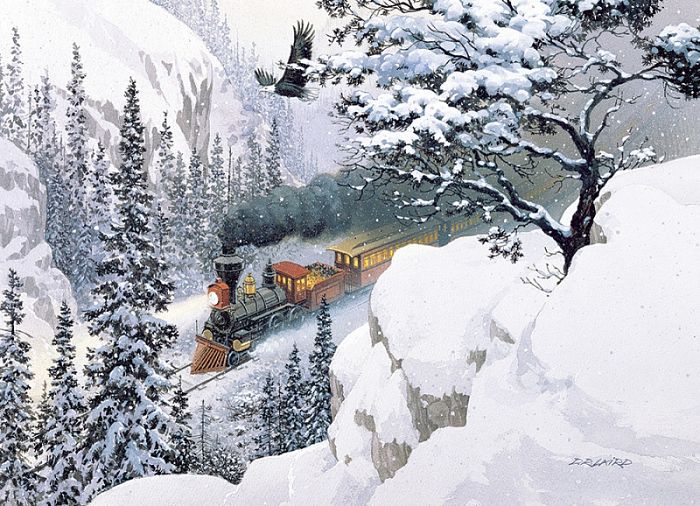Cobble Hill puzzle 1000 pieces: a Train in winter mountains 51822/80118