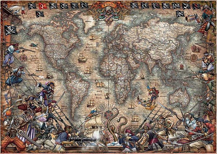 Educa puzzle 2000 details: Pirate map 18008