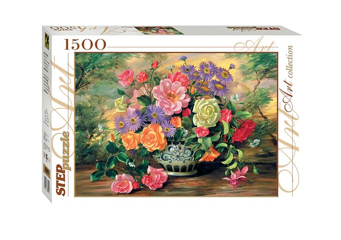 Puzzle Step 1500 parts: flowers in a vase 83019
